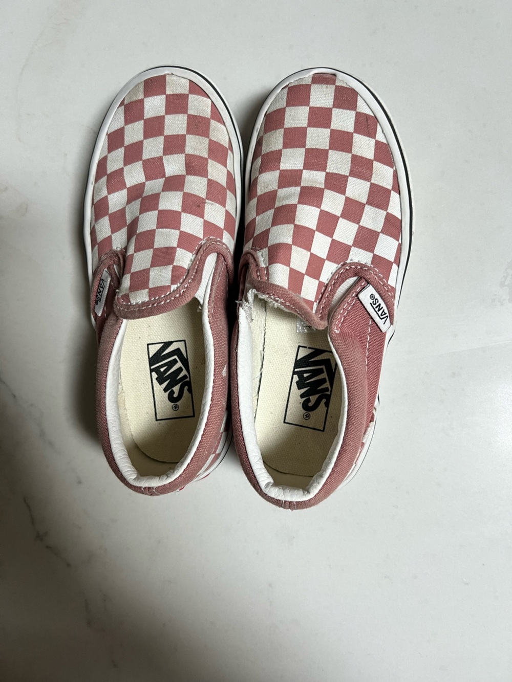 Vans Kids Slip-On Checkerboard Shoe - Rose/White size toddler 12.0